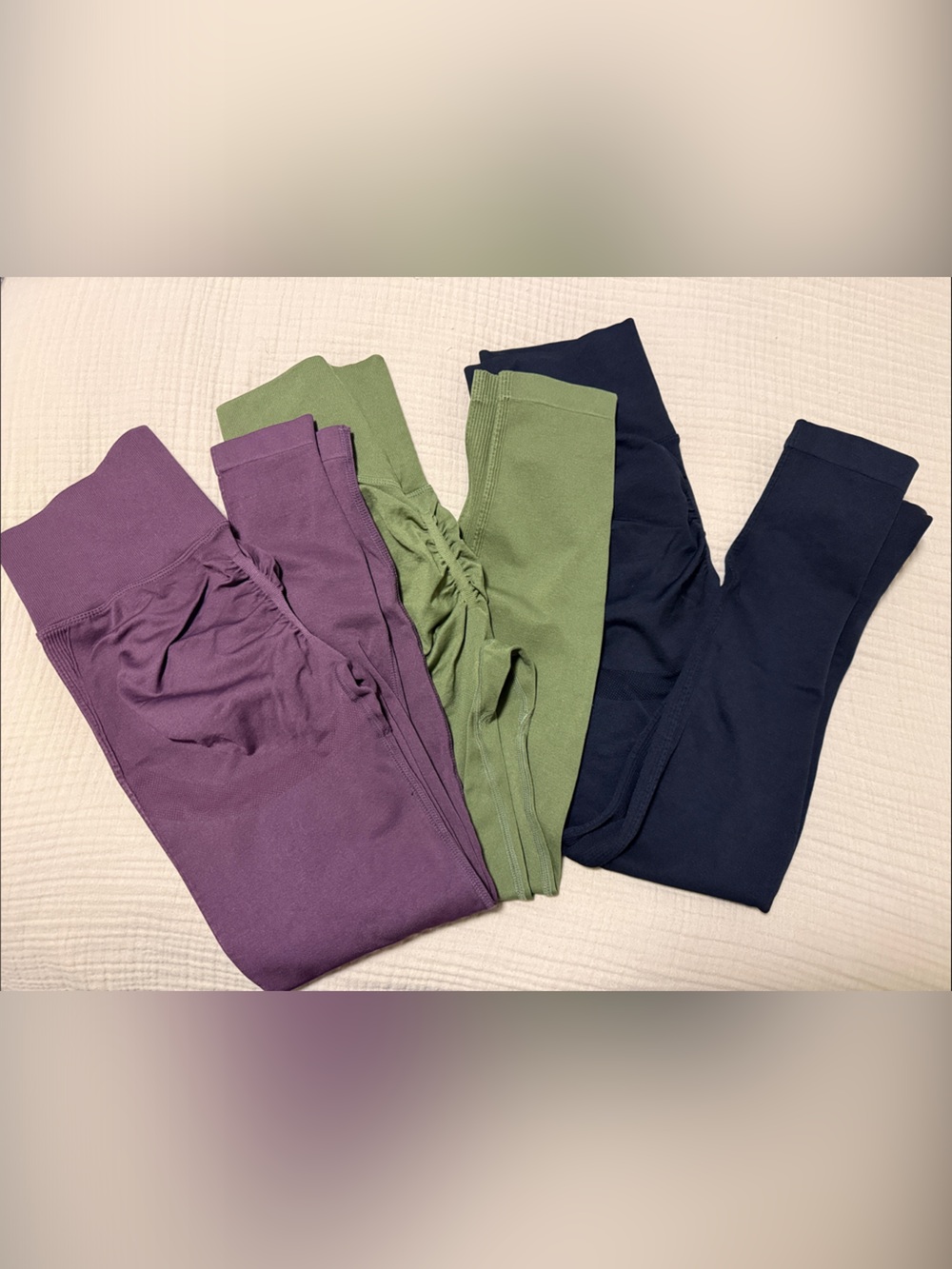 Seamless Leggings Set - Purple, Olive & Black